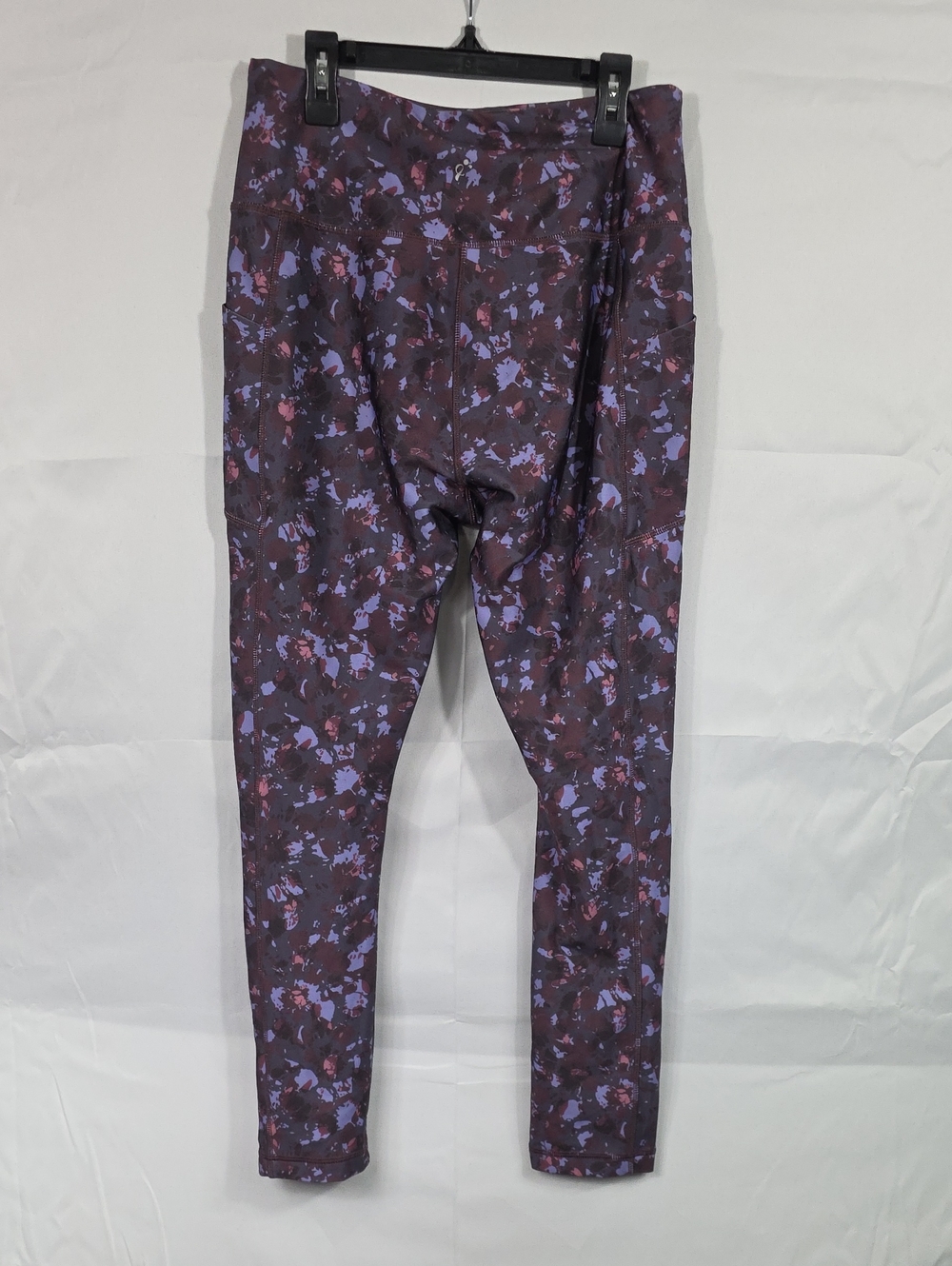A CORE Athletic Leggings in Maroon w/ Pink & Lavender Print Womens Large (W664) - Picture 3 of 3